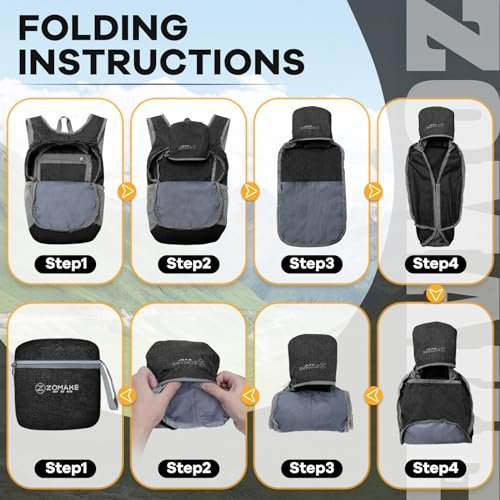 ZOMAKE 10L Lightweight Packable Backpack (Black) (image 4)