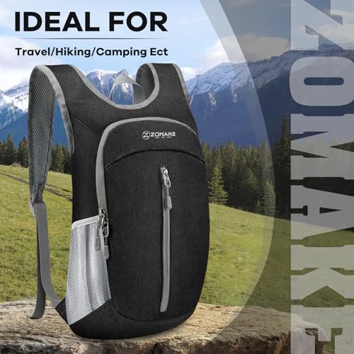 ZOMAKE 10L Lightweight Packable Backpack (Black) (image 5)