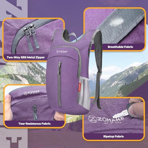 ZOMAKE 10L Packable Backpack (Light Purple&Navy Blue) (image 5)
