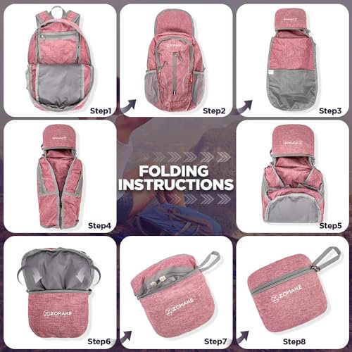 ZOMAKE 10L Packable Backpack (Pink) (image 4)