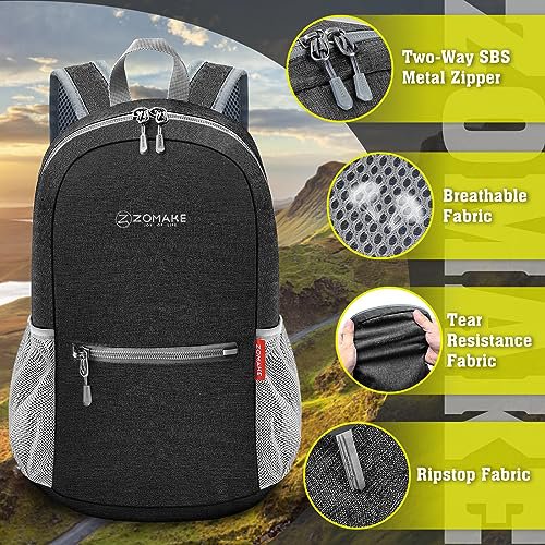 ZOMAKE 10L Packable Hiking Backpack (Black) (image 3)