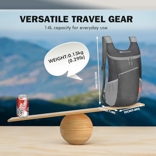ZOMAKE 14L Lightweight Packable Backpack (Medium Grey)