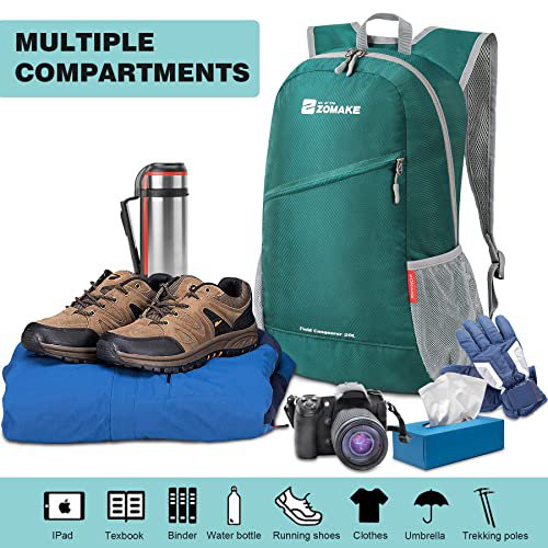 ZOMAKE 20L Lightweight Packable Backpack - Olive Green & Black (image 2)