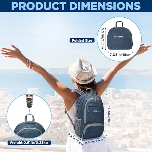 ZOMAKE 20L Lightweight Packable Backpack - Orange&Navy Blue (image 5)