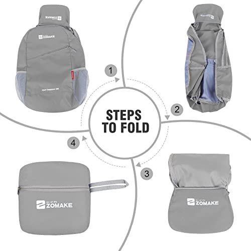 ZOMAKE 20L Lightweight Packable Backpack - Silver Grey&Yellow (image 4)