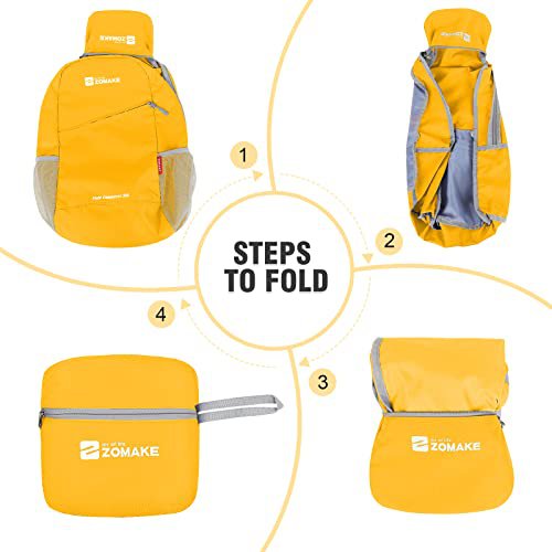 ZOMAKE 20L Lightweight Packable Backpack (Yellow) (image 5)