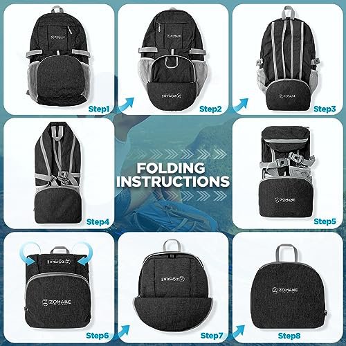 ZOMAKE 25L Packable Backpack (Black) (image 4)