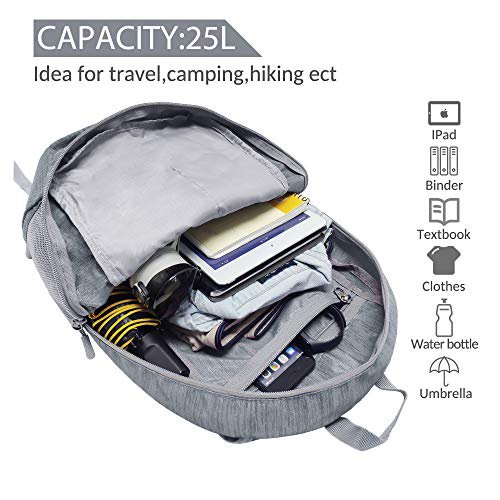 ZOMAKE 25L Packable Backpack (Medium Grey) (image 2)