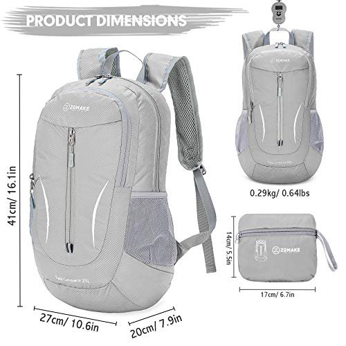 ZOMAKE 25L Packable Backpack (Sliver Grey) (image 2)