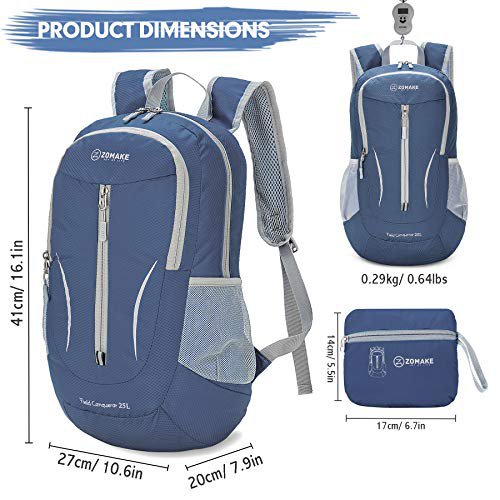 ZOMAKE 25L Packable Hiking Backpack (Navy Blue)