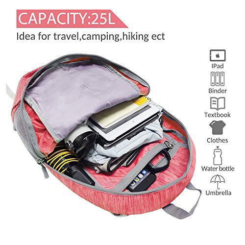 ZOMAKE 25L Packable Hiking Backpack (Red) (image 2)