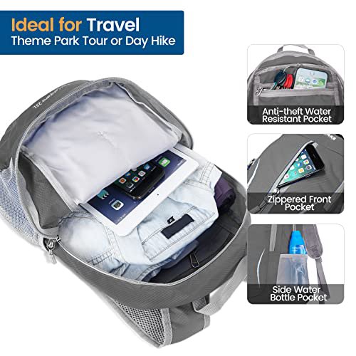 ZOMAKE 25L Packable Water Resistant Backpack (Dimgray) (image 2)