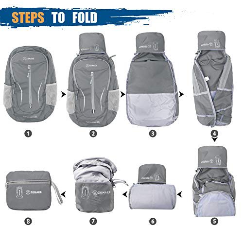 ZOMAKE 25L Packable Water Resistant Backpack (Dimgray) (image 5)