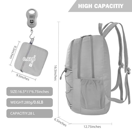 ZOMAKE 28L Packable Backpack (Silver Grey)