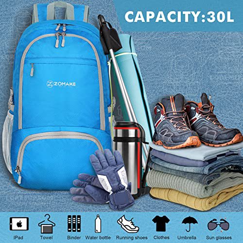 ZOMAKE 30L Lightweight Packable Backpack (Light Blue) (image 4)