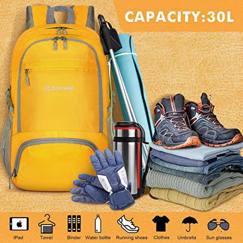 ZOMAKE 30L Lightweight Packable Backpack (Yellow) (image 4)