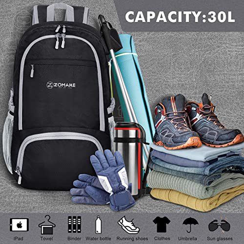 ZOMAKE 30L Packable Backpack (Black) (image 2)