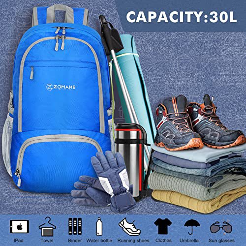 ZOMAKE 30L Packable Hiking Backpack (Dark Blue) (image 4)