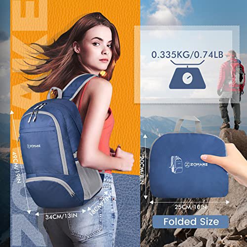 ZOMAKE 30L Packable Hiking Backpack (Navy Blue) (image 3)