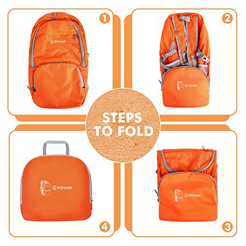 ZOMAKE 30L Packable Hiking Backpack (Orange) (image 2)