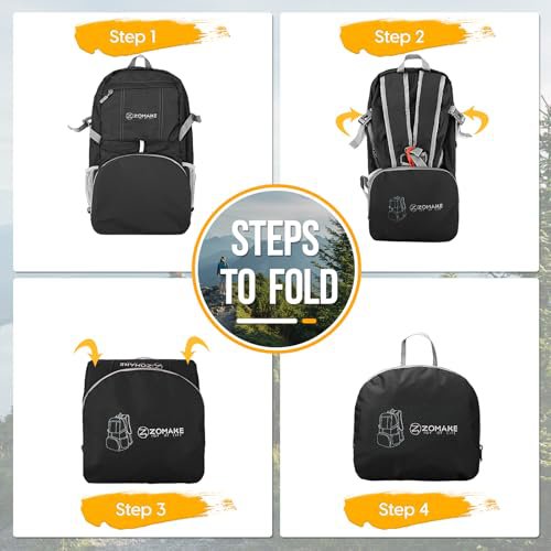 ZOMAKE 35L Lightweight Packable Backpack (Black) (image 3)