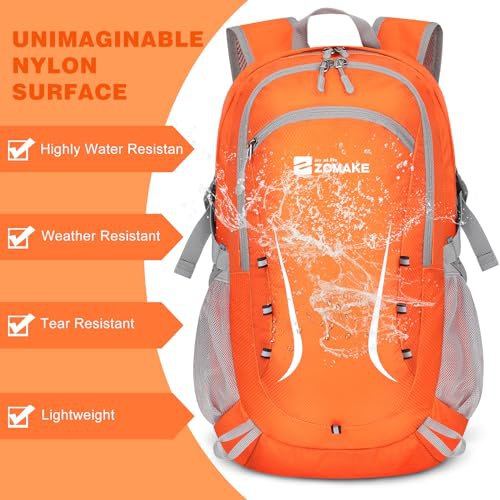 ZOMAKE 35L Lightweight Packable Backpack (Orange) (image 4)