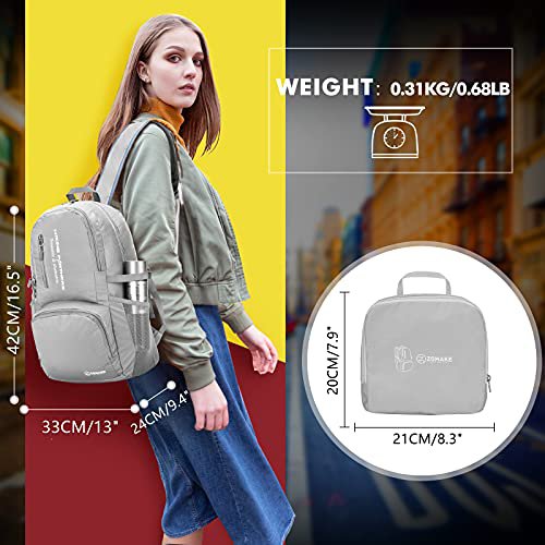 ZOMAKE 35L Lightweight Packable Backpack (Sliver Grey)