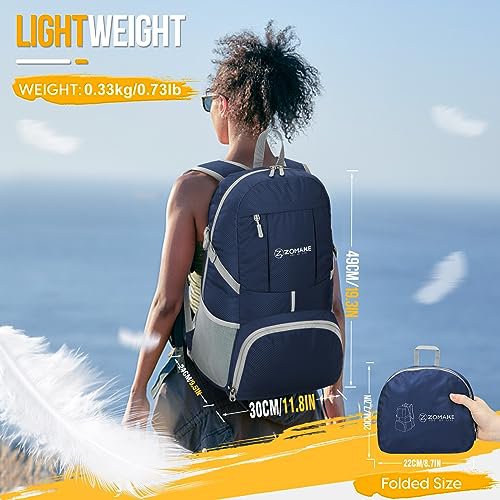 ZOMAKE 35L Packable Backpack (Navy Blue)