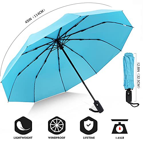 ZOMAKE Compact Travel Umbrella - Windproof Lightweight Purple&Light Blue (image 4)