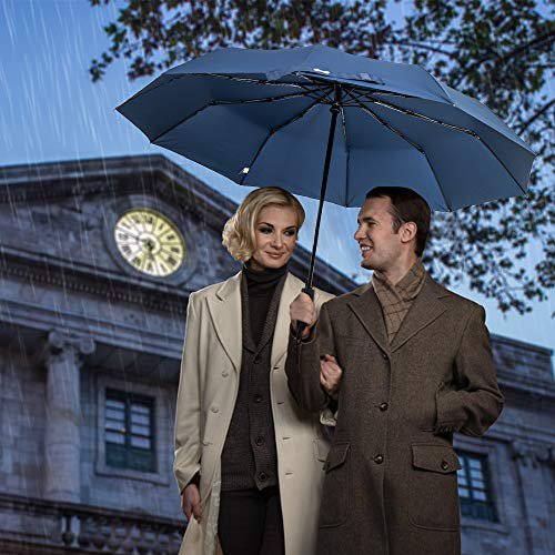 ZOMAKE Compact Travel Umbrella - Windproof Portable Umbrella (Navy Blue&Black) (image 4)