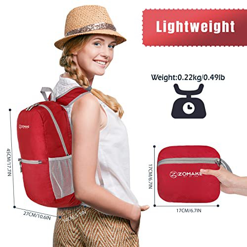 ZOMAKE Daypack Backpack (Dark Blue, Bright Red, Small) (image 3)