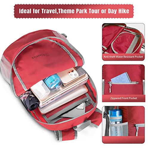ZOMAKE Daypack Backpack (Dark Blue, Bright Red, Small) (image 4)