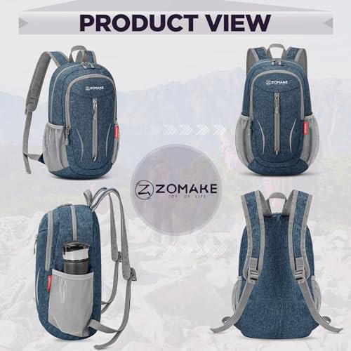 ZOMAKE Lightweight Hiking Daypack (Navy Blue&Silver Grey) (image 5)