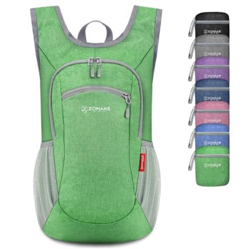 ZOMAKE Lightweight Packable Backpack - 10L Daypack (Light Green&Dark Blue)