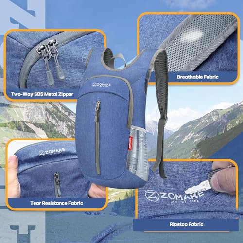 ZOMAKE Lightweight Packable Backpack - 10L Daypack (Light Green&Dark Blue) (image 4)