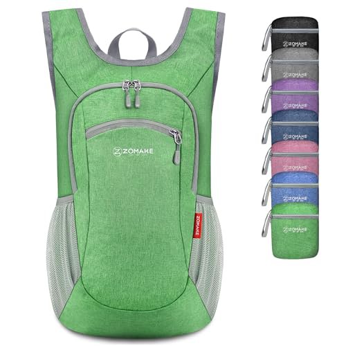 ZOMAKE Lightweight Packable Backpack - 10L Daypack (Light Green&Navy Blue) (image 2)