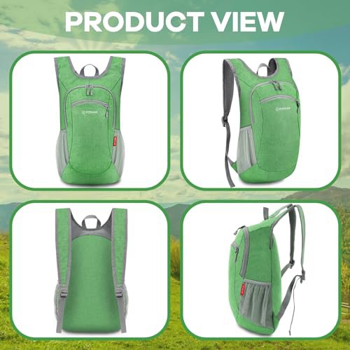 ZOMAKE Lightweight Packable Backpack - 10L Daypack (Light Green&Navy Blue) (image 4)