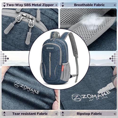 ZOMAKE Lightweight Packable Backpack - 10L Daypack (Light Green&Navy Blue) (image 5)