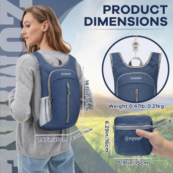 ZOMAKE Lightweight Packable Backpack - 10L (Navy Blue)