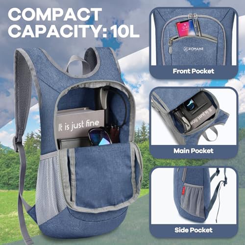 ZOMAKE Lightweight Packable Backpack - 10L (Navy Blue) (image 3)