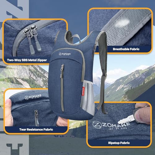 ZOMAKE Lightweight Packable Backpack - 10L (Navy Blue) (image 4)