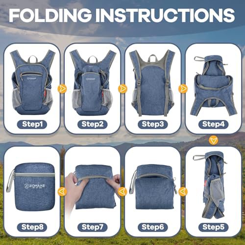 ZOMAKE Lightweight Packable Backpack - 10L (Navy Blue) (image 5)