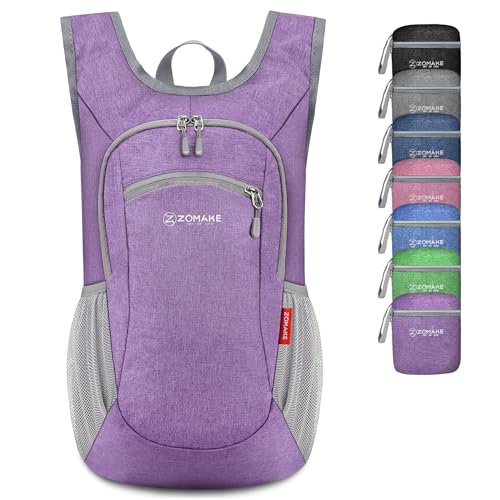 ZOMAKE Lightweight Packable Backpack - 10L Water-Resistant Daypack (Light Purple&Pink) (image 2)