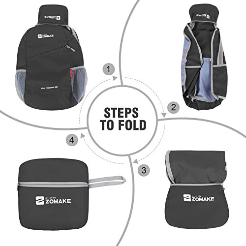 ZOMAKE Lightweight Packable Backpack 20L - Black&Light Purple (image 4)