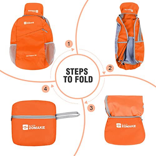ZOMAKE Lightweight Packable Backpack 20L - Orange (image 4)
