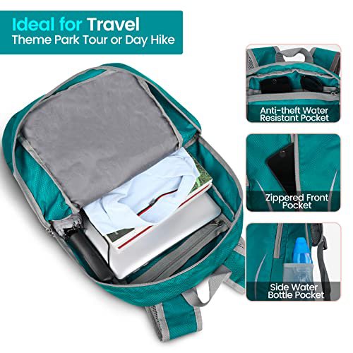 ZOMAKE Lightweight Packable Backpack 25L (Lake Green) (image 3)