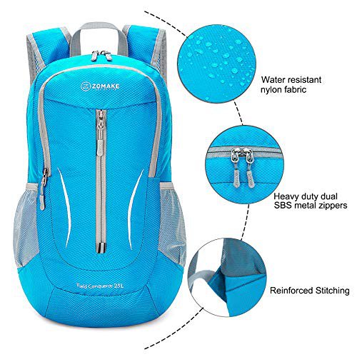 ZOMAKE Lightweight Packable Backpack 25L (Light Blue) (image 4)