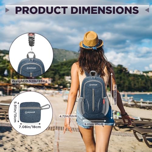 ZOMAKE Lightweight Packable Backpack - Orange&Navy Blue (image 5)