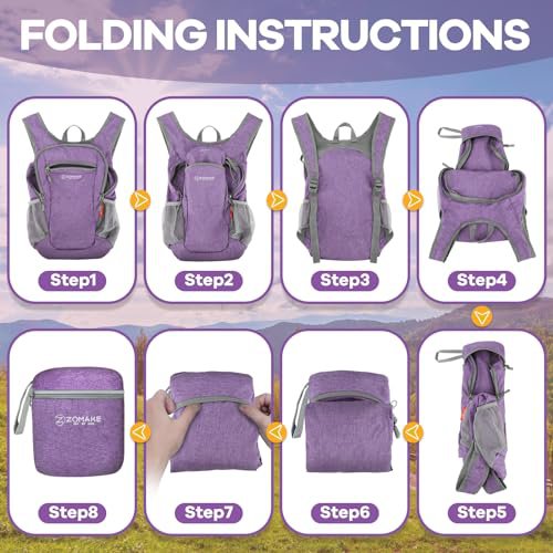ZOMAKE Lightweight Packable Backpack - Small Water-Resistant Daypack (image 5)