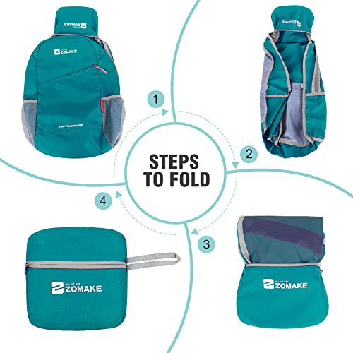 ZOMAKE Lightweight Packable Backpack - Turquoise Green&Dark Blue (image 4)